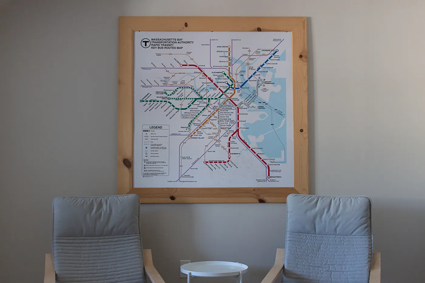 Framed MBTA Map